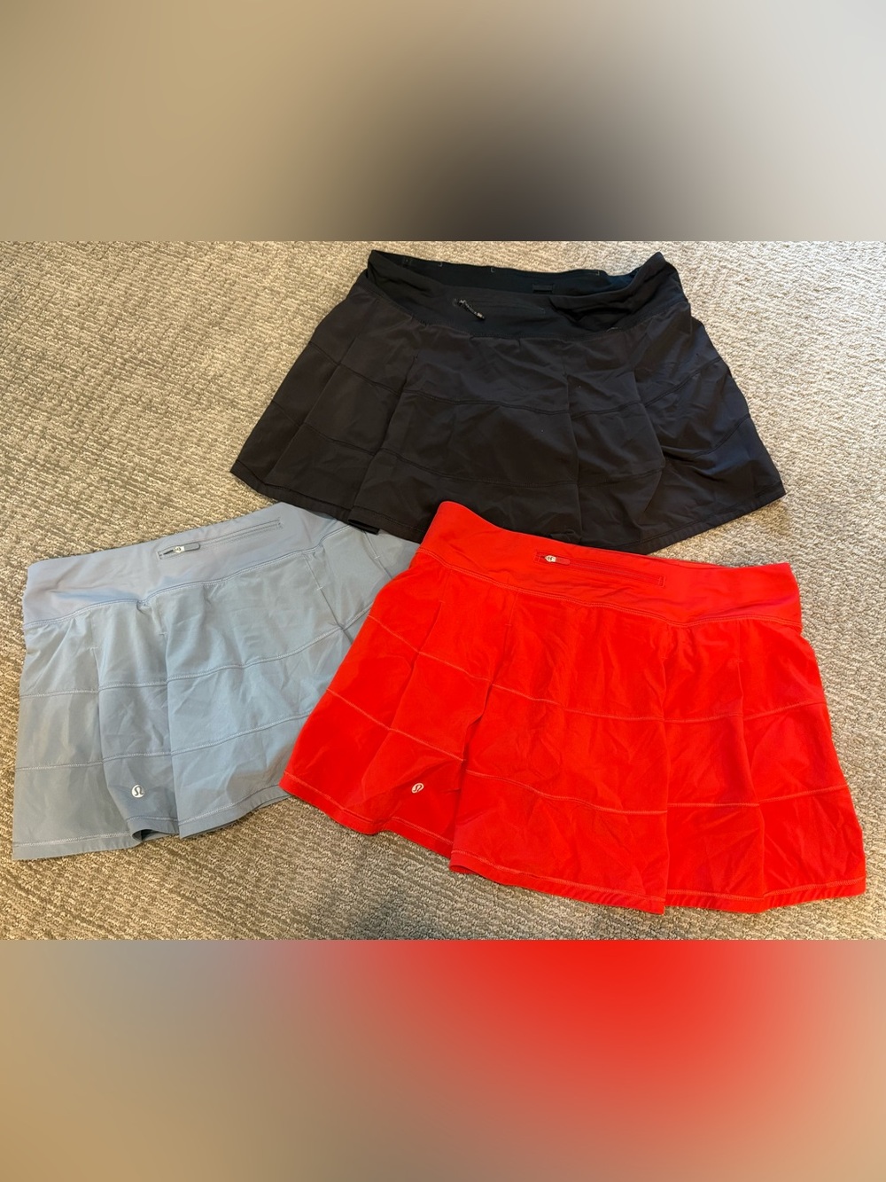 Lululemon Pace Rival Skort Skirt Trio Black, Gray, Red Size 10 Tennis Pickleball - Picture 2 of 7